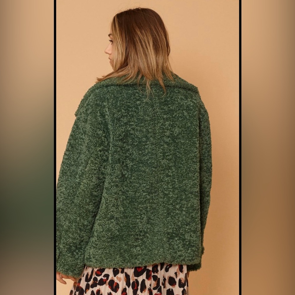 Green shearling jacket - Picture 3 of 3